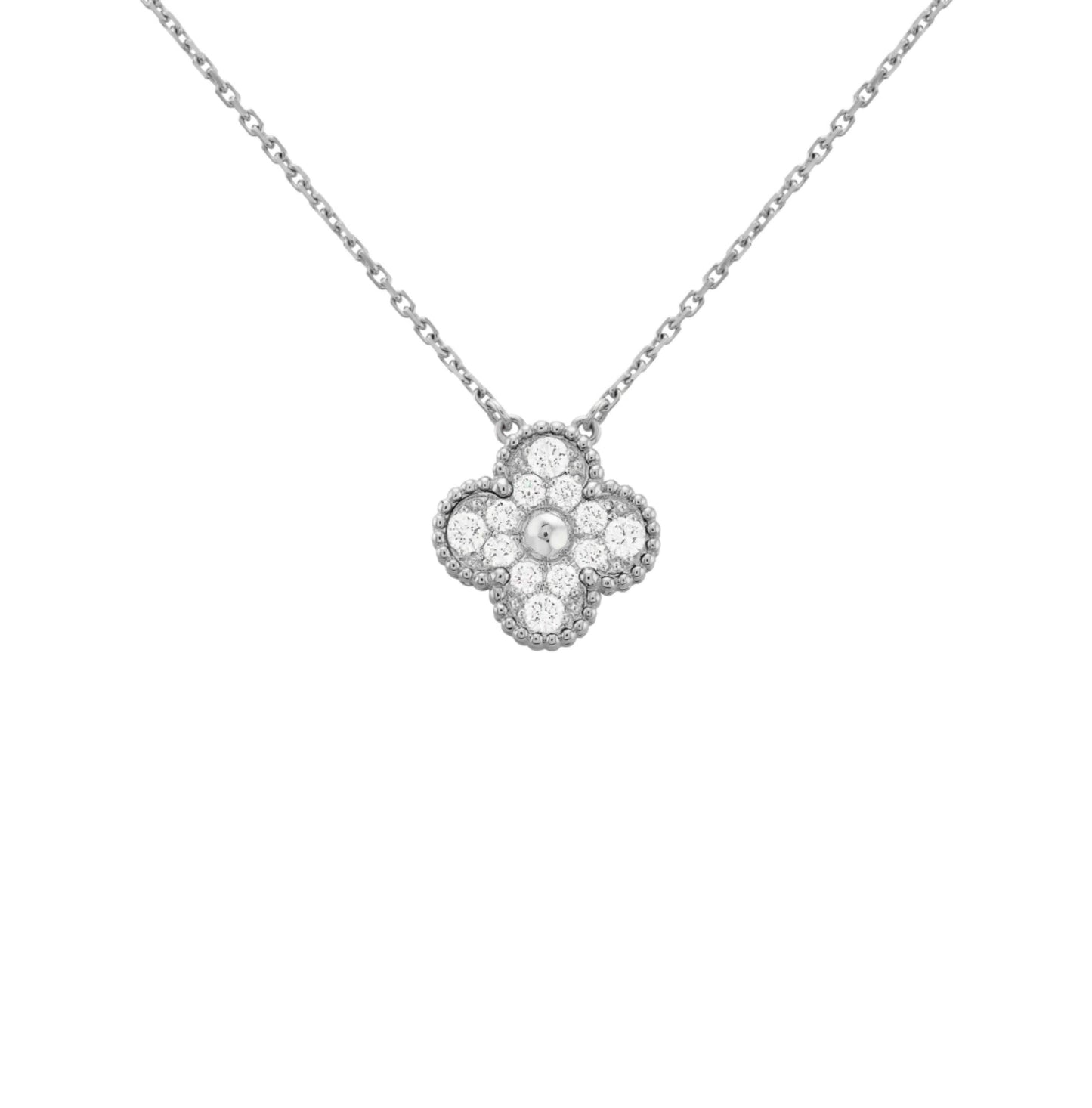 Clover Diamond Necklace | Silver