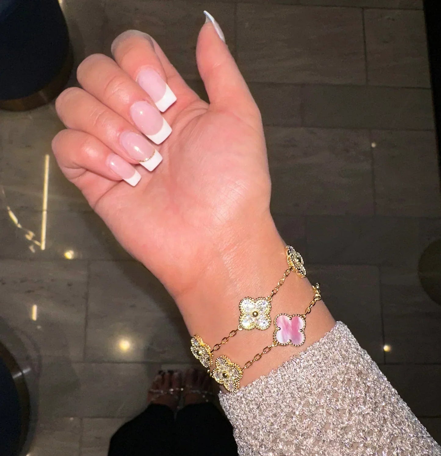DELUCE CLOVER BRACELET GOLD | GOLD/PINK