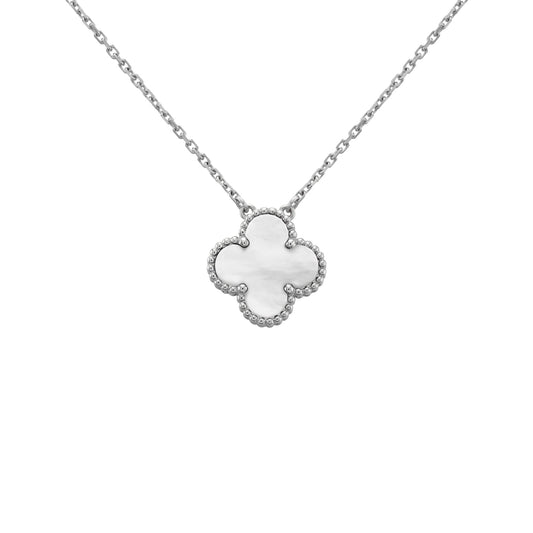 Clover Necklace | Silver White