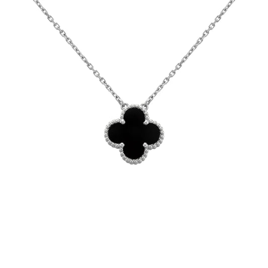 Clover Necklace | Silver Black