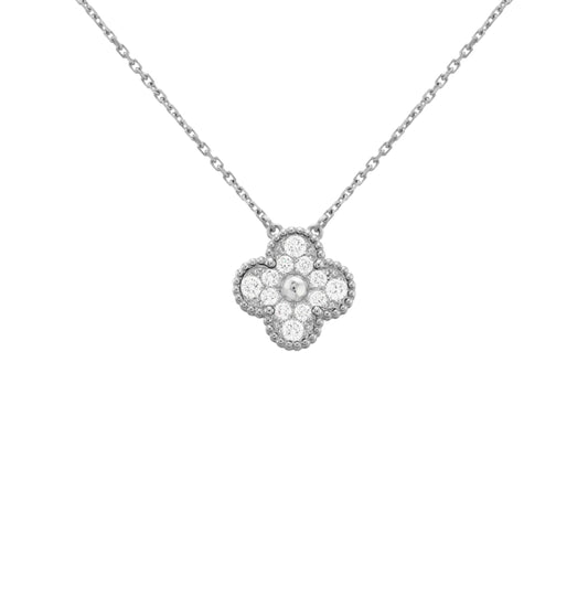 Clover Diamond Necklace | Silver